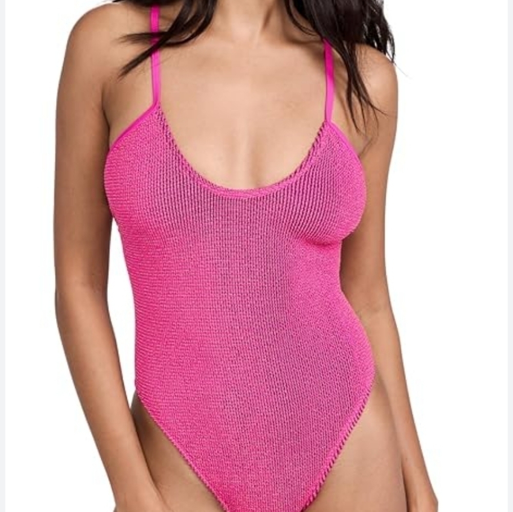 NWT Good American Always Fits Scoop Fuschia Pink One swim bikini sz 00/0 XXS/XS
